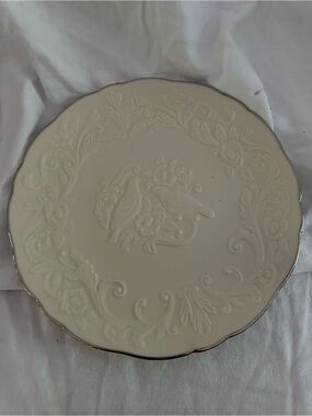 Lenox Anniversary Platter Cream with Platinum Rim - bird print